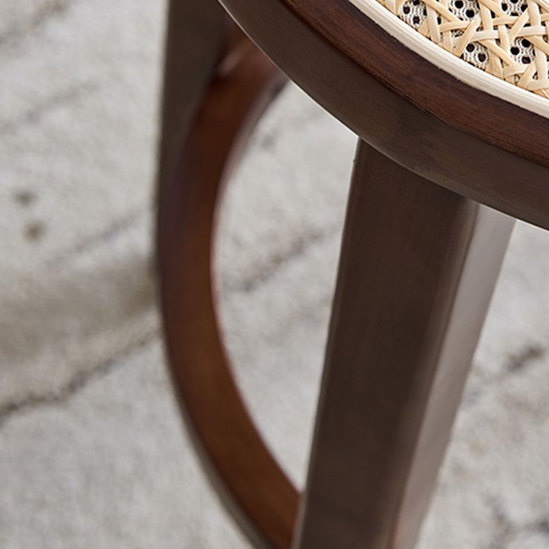 Modern Backless Bar-stool Round Counter Bar Stool with Wooden Legs