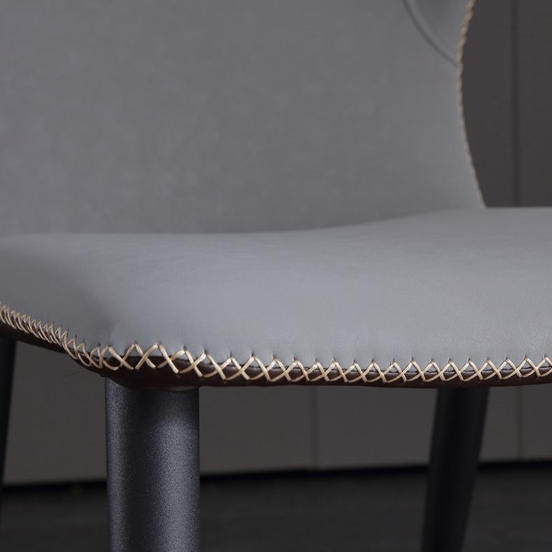 Silla industrial Wingback Parsons de cuero para comedor, sillas laterales sin brazos (juego de 4)