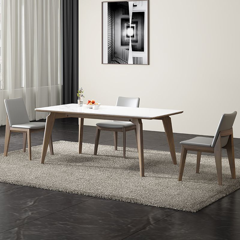 Modern 1/4/5 Pieces Dining Sintered Stone Dining Table Set with Wooden Legs for Home