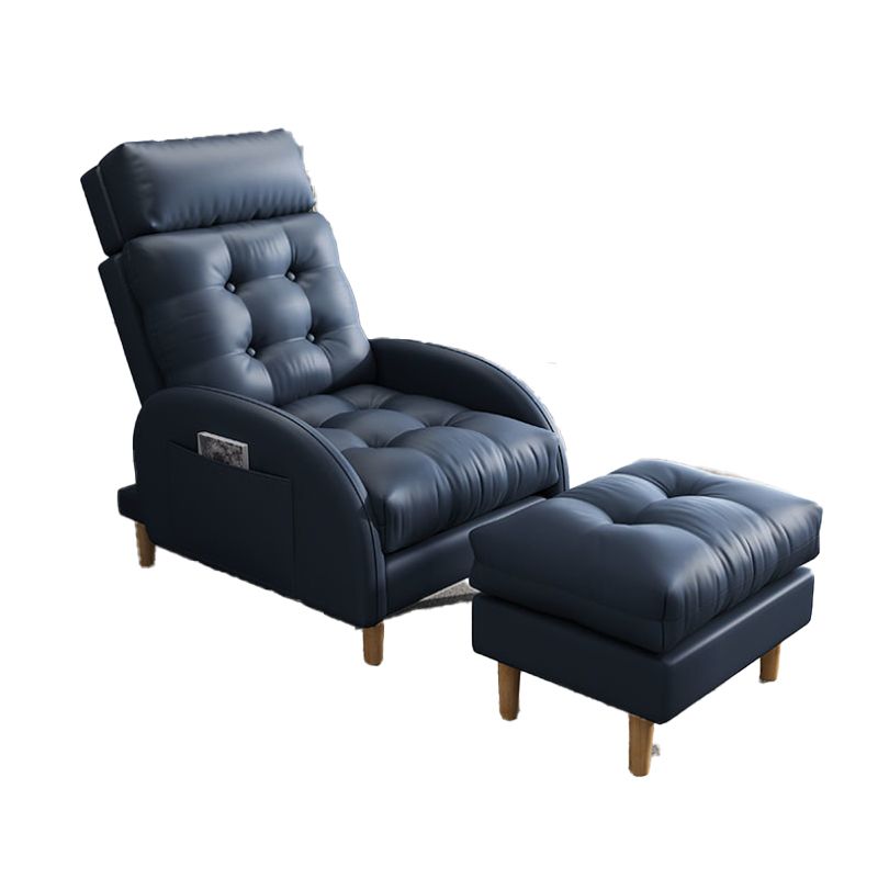 Contemporary Bonded Leather Tufted Cushions with Ottoman Lounge Accent Chair