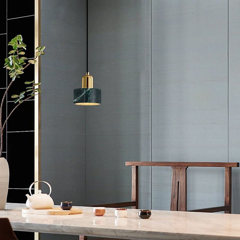 Cylinder Stone Hanging Pendant Light Minimalist-Style Hanging Lamp Kit for Bedroom
