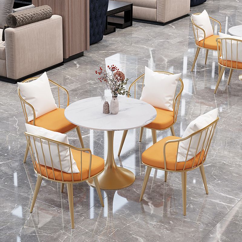 Round Dining Table Set with Metal Chairs 1/5 Pieces Modern Dining Set for Home