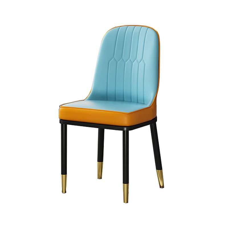 Glam Style Parsons Side Chair Faux Leather Indoor Dining Chair
