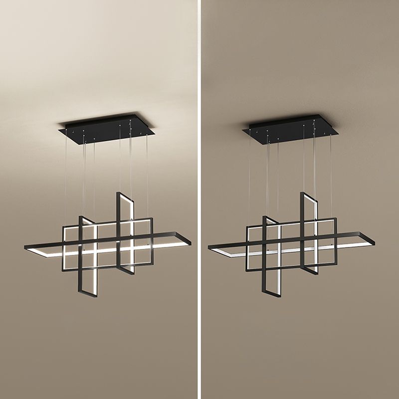 Rectangle Island Lighting Modernism Metal Pendant Light Fixture for Dining Room