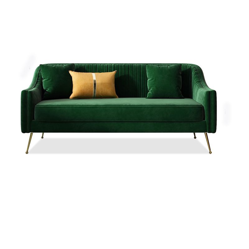 Glam Sewn Pillow Back Living Room Slipcovered Sloped Arm Seating