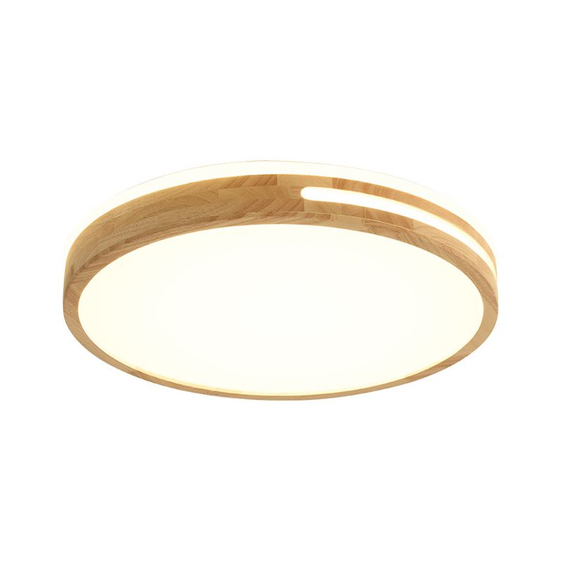 Modern Style Round Shape Flush Mount Wood 1-Light Ceiling Light for Bedroom