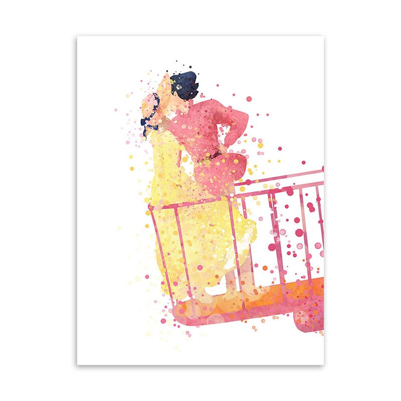 Decorazione da parete per bambini rosa, amante, pittura ad acquerello, stampa su tela per camera da letto