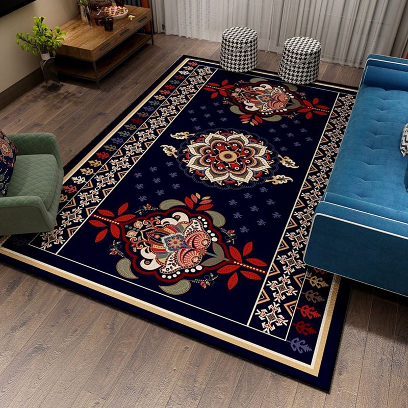 Orange Bohemian Rug Polyester Graphic Rug Non-Slip Backing Rug for Home Decor