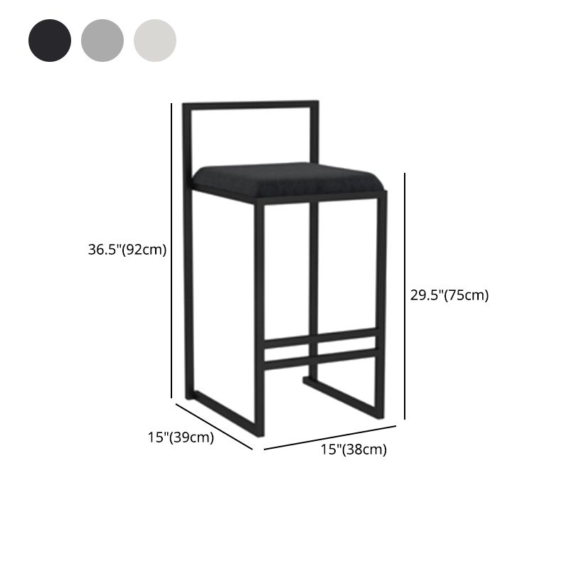 Modern Backrest Armless Counter Stool Iron Kitchen Bar Stool with Velvet Cushion and Pedal
