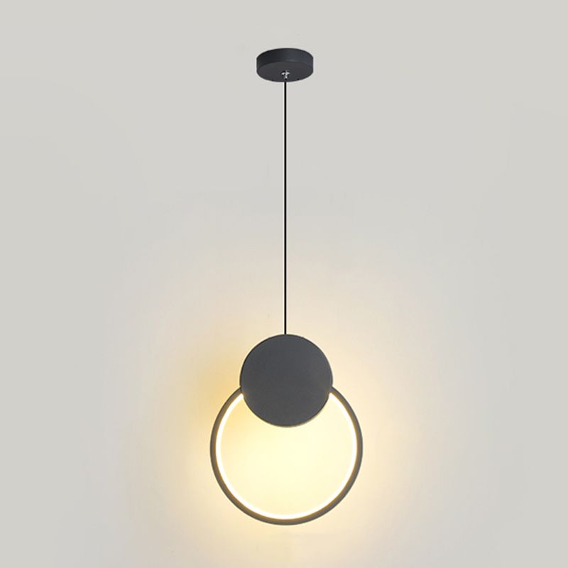 Contemporary Style Linear Shape Pendant Light Metal 1 Light Hanging Lamp in Black