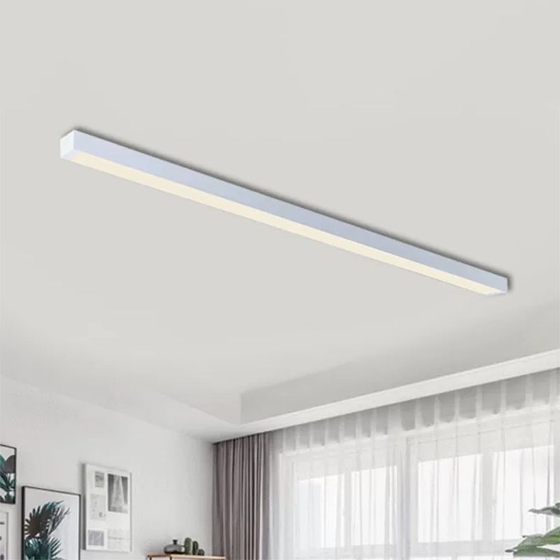 Linear Living Room Flush Mount Lighting Metal 23.5"/35.5"/47" Wide Led Contemporary White Flush Ceiling Lamp