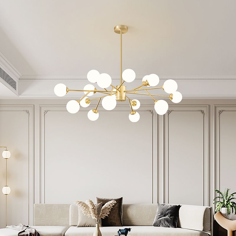 Gold Simplicity Chandelier Light Globe Glass Shade Pendant Lamp for Living Room