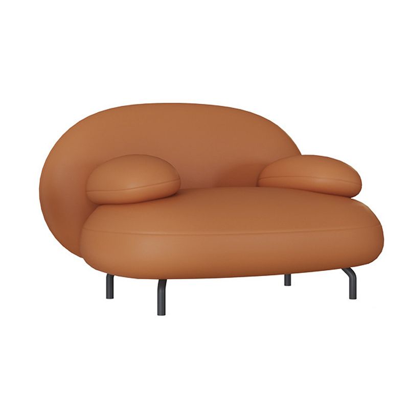 Pillow Top Arm Sofa Modern Faux Leather Sofa with Tight Back in Orange
