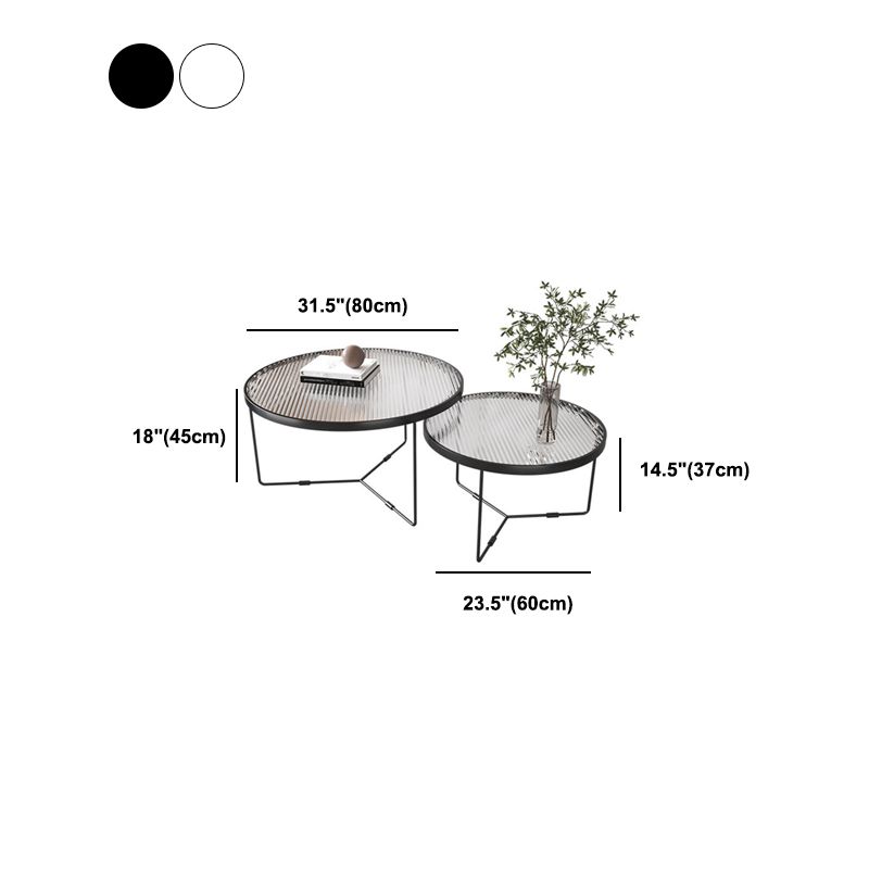 Modern Style Round Toughened Glass Table with Metal Cross Legs Coffee Table