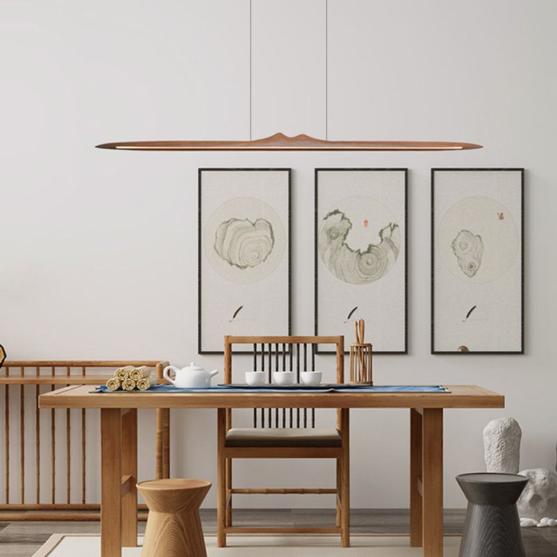 Wood Hanging Pendant Lights Nordic Modern Linear Hanging Lamps for Tea Room