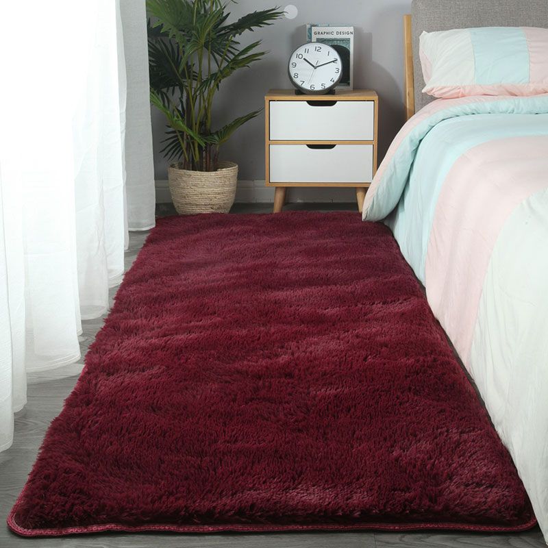 Modern Solid Shag Rug Polyester Area Rug Stain Resistant Indoor Carpet for Home Decoration