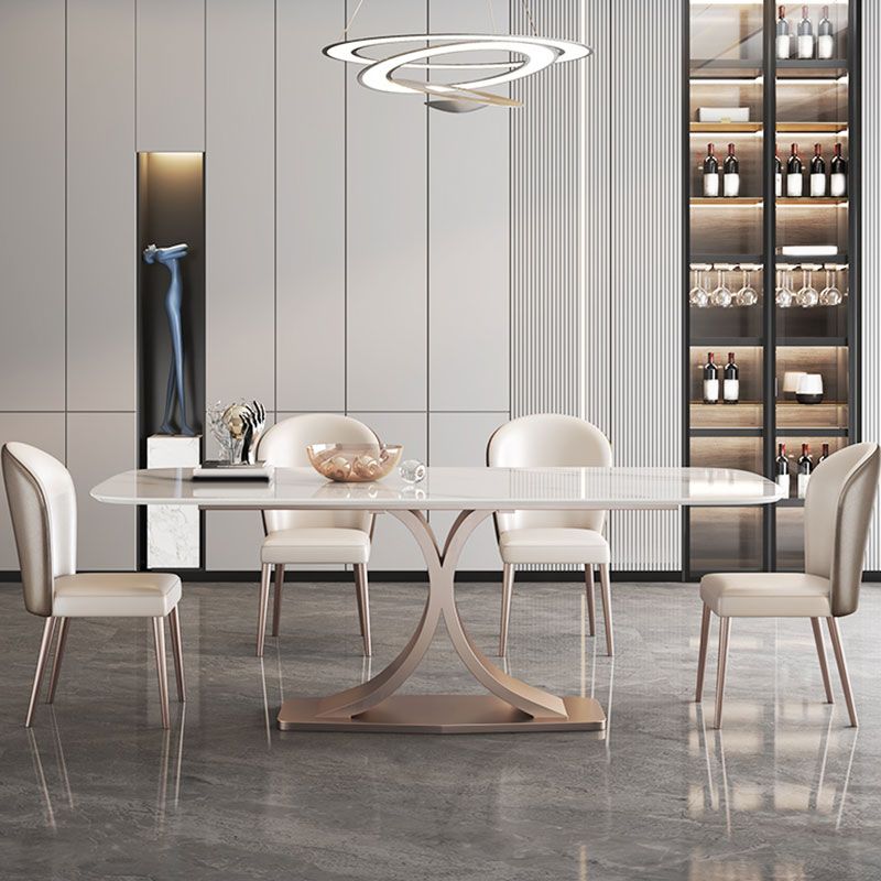Modern Dining Table Set 1/2/5 Pcs Stone Dining Table with Armless Chairs