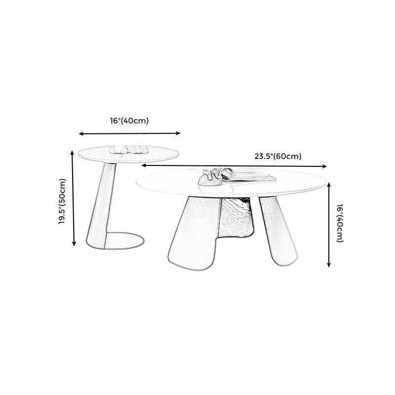 Slate and Metal Round 3 Legs Coffee Table Modern Table for Living Room