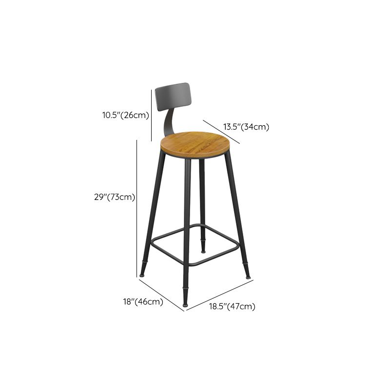 Industrial Style Iron Bar Stool Armless Bar Stool with Black Legs