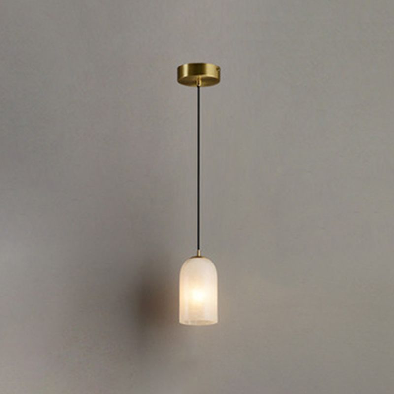 Minimalistic 1-Bulb Drop Pendant White Mini Suspension Lighting with Marble Shade