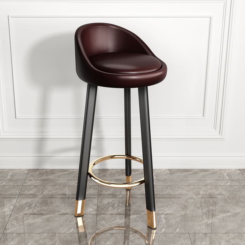 Taburete de bar de estilo moderno con respaldo bajo, taburetes de bar con asiento de cuero redondo, 1 pieza