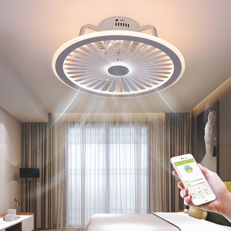 Runde Wohnzimmer Deckenlüftungslampe Metallic Moderne LED Semi Flush Leuchte