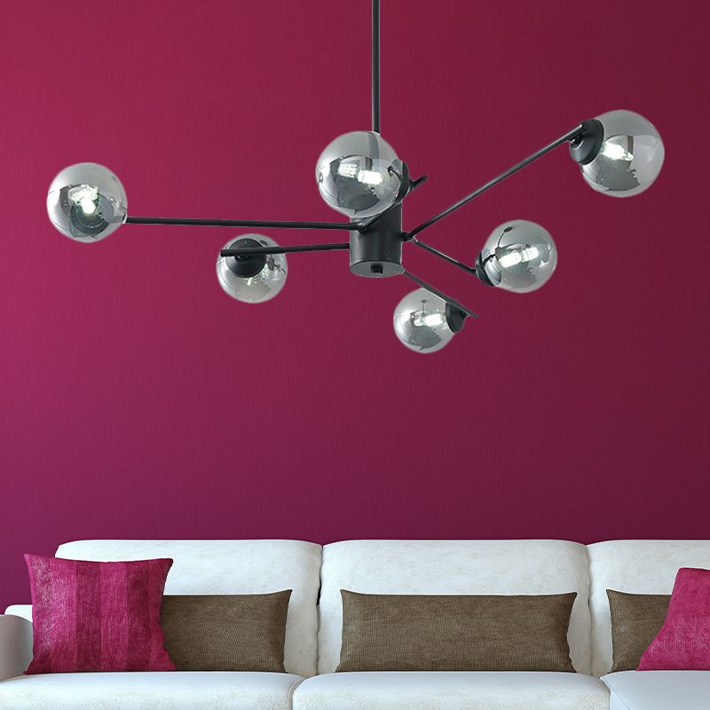 41,5 "Wide Sputnik lampadario Postmodern Silver Glass 6/8/10-Light Affermazione a sospensione Luce in nero