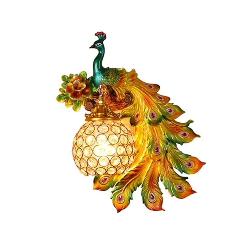 Peacock wandmontage Licht bevestiging Moderne 1-licht wandmontage lamp met heldere kristalschaduw