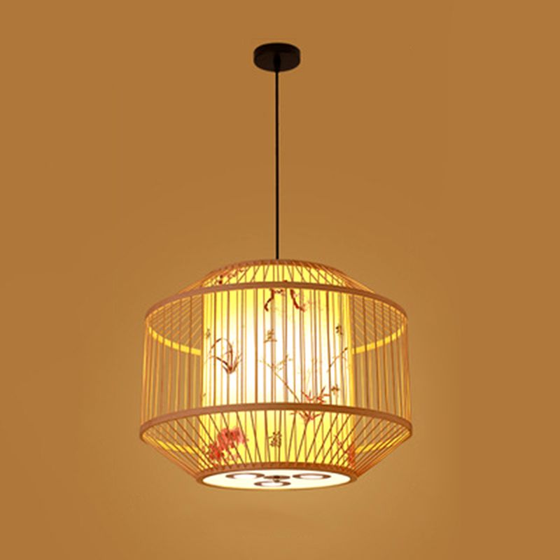 Japanese Bamboo Pendant Light 1 Light Ceiling Light Fixture for Dining Room