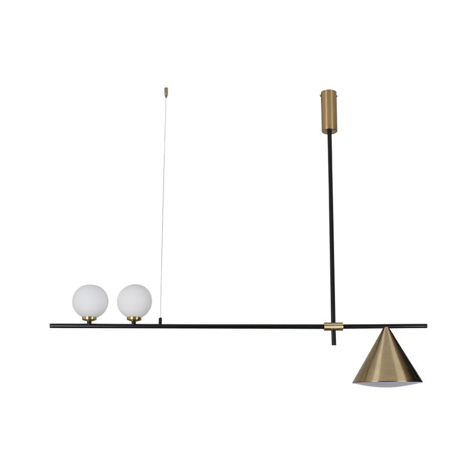 Triplo lampadario lineare Lamera lineare Contemporary Metal Island Lighting in nero/oro
