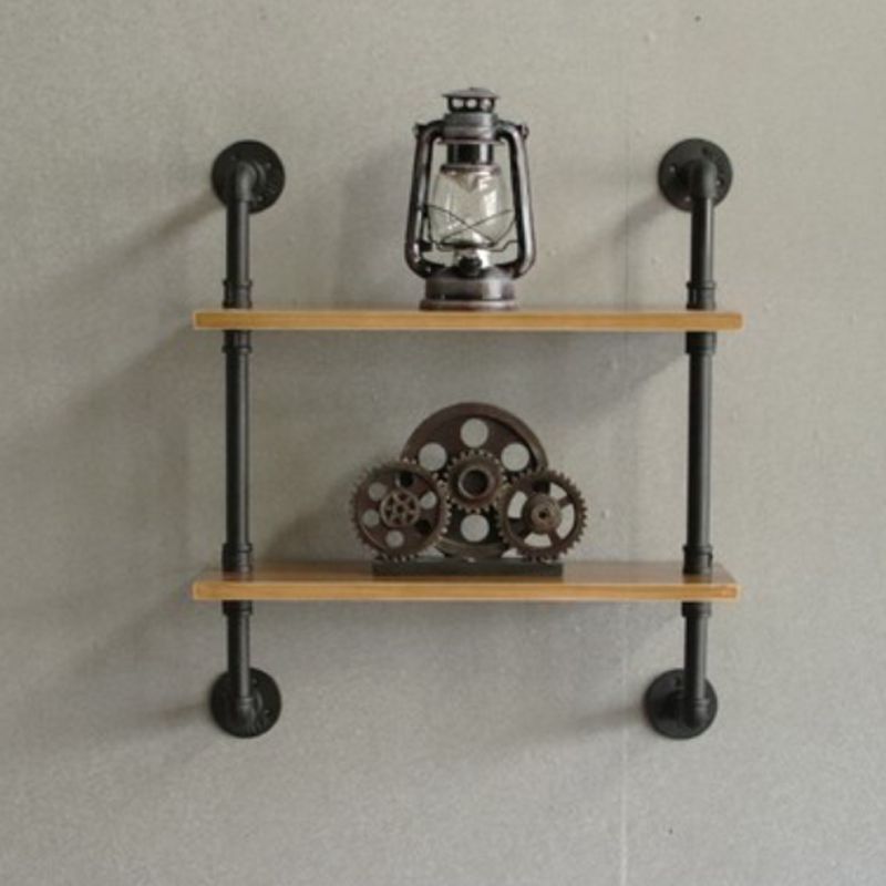 Wall Mounted Bookcase Industrial Metal Floating Shelf for Study Room