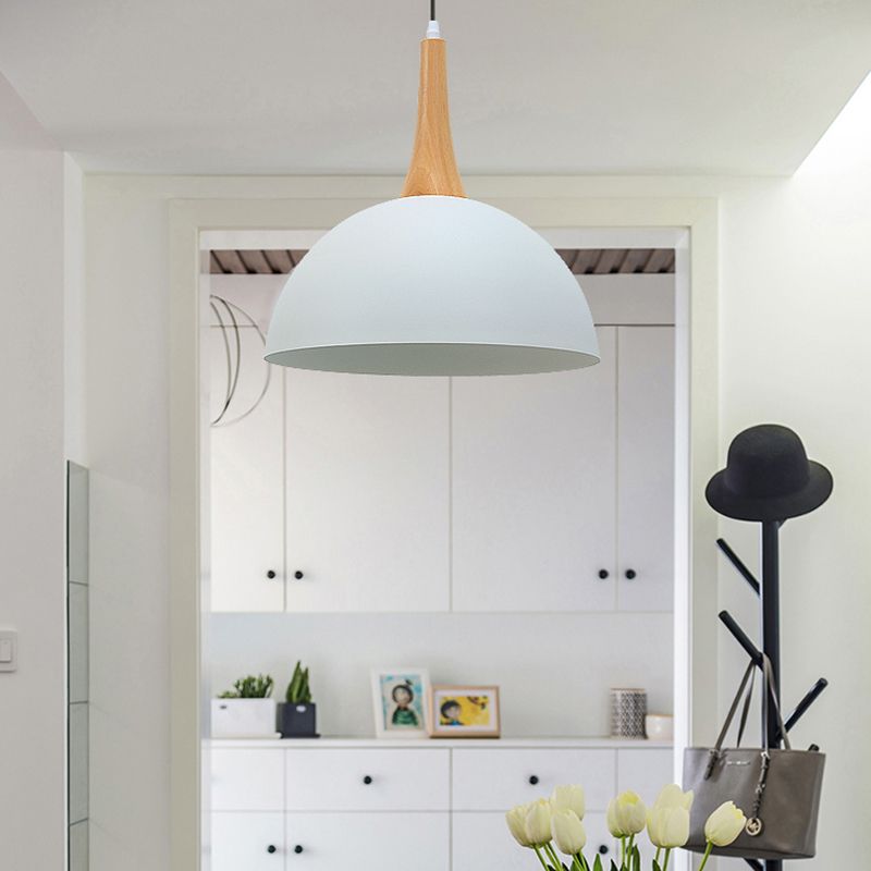 1 Ligera de cúpula ligera Lámpara de colgación de metal elegante moderna en blanco/negro para la sala de reuniones para la sala de reuniones