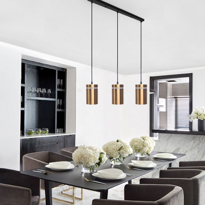 Cilindervorm eetkamer hanger aluminium 1-licht postmodern hangend licht in messing