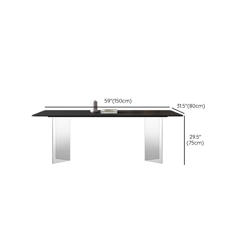 Modern Rectangle Dining Table Sintered Stone Table with Plastic Legs for Home Use
