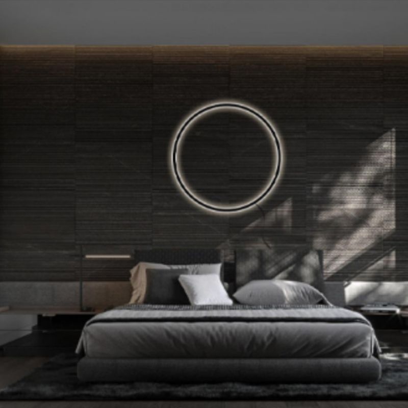 Black Rounded Shade Wall Lamp 1-Light Modern Metal Wall Mounted Light for Bedroom