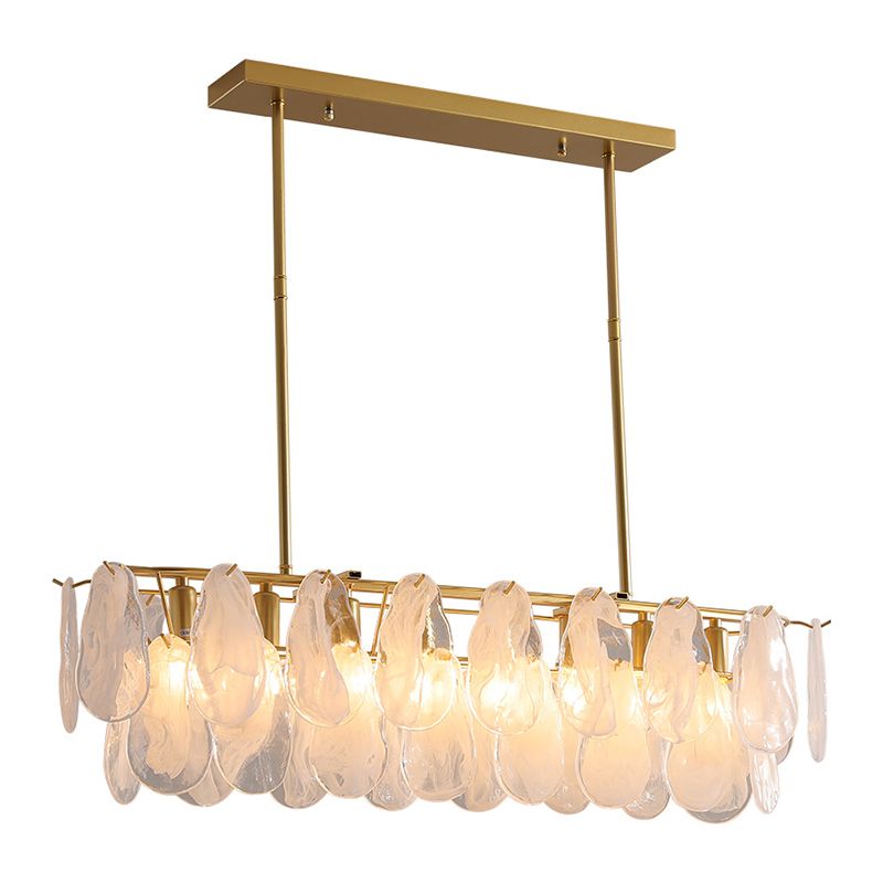 Contemporary Style Rectangle Island Lighting Ideas Glass 8 Light Island Lights