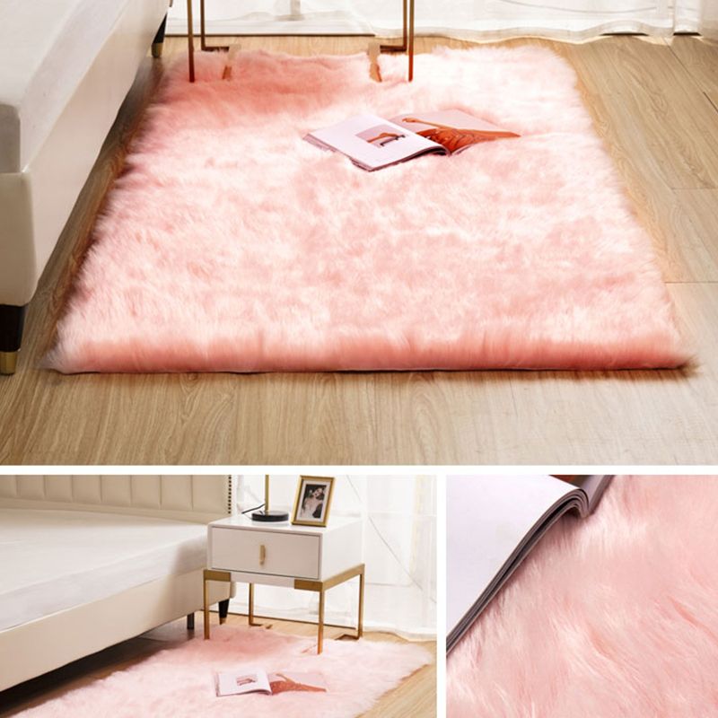 Natural Solid Color Rug Multi Color Fluffy Carpet Easy Care Machine Washable Area Rug for Bedroom