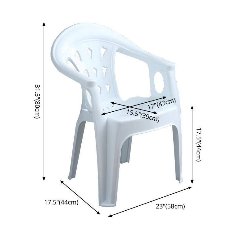 Fauteuil de salle à manger en plastique contemporain, chaise latérale empilable à dossier à lattes pour la maison