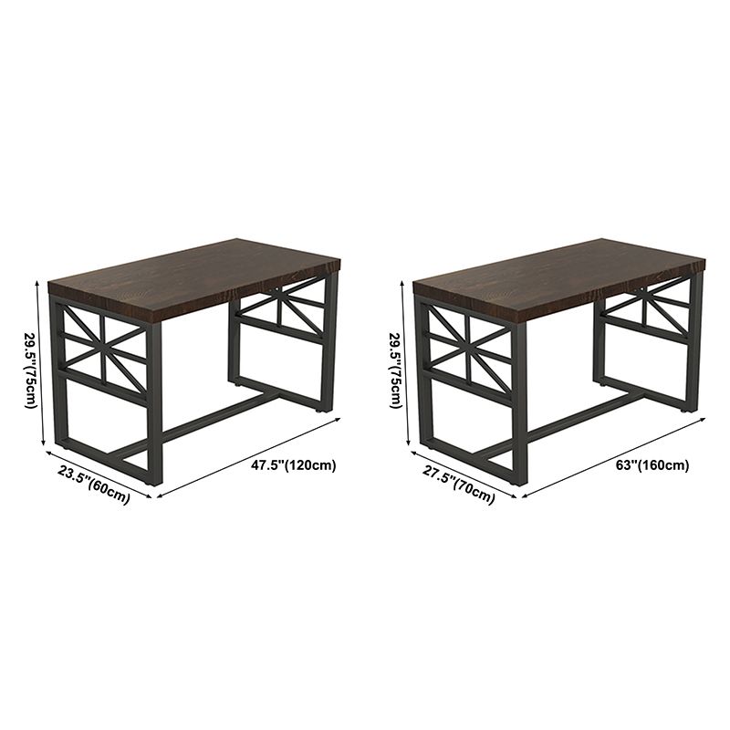 Industrial Solid Wood Dinner Room Kitchen Table Brown Trestle Base Table for Dinning Room