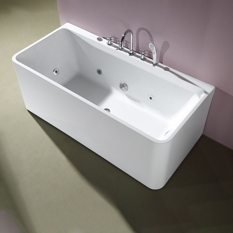 White Acrylic Rectangular Bath Tub Whirlpool Stand Alone Tub with Faucet