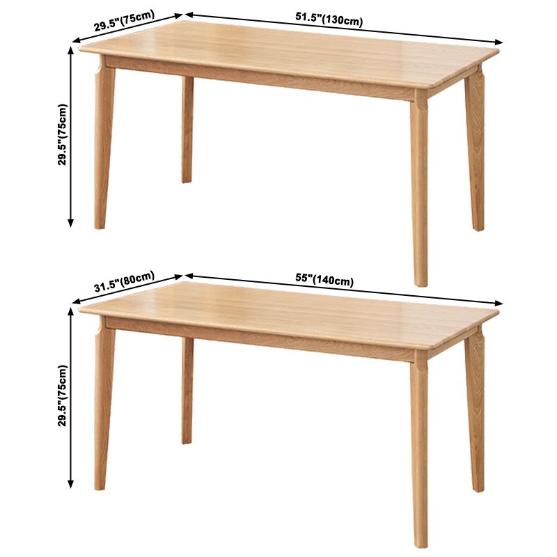 Mesa de comedor de madera maciza de estilo contemporáneo, mesa rectangular con base de madera de 4 patas para el hogar
