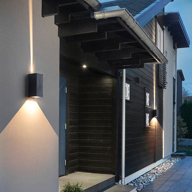 LED Aluminum Wall Mount Contemporary Cuboid Wall Lighting Fixture in Grey