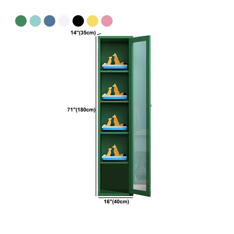 Contemporary Storage Cabinet Antique Finish Side Cabinet with Glass Paned