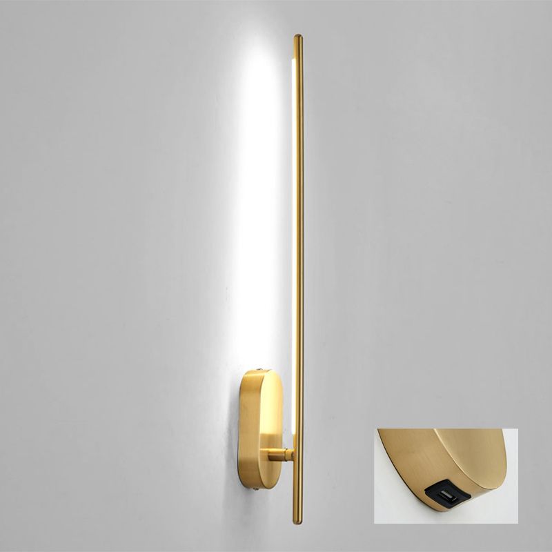 Stick geformte Metallleuchte zeitgenössische goldene LED -Wandlampe für Wohnzimmer