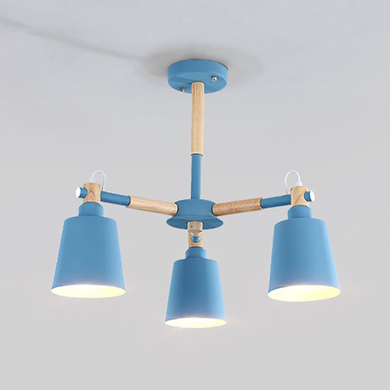 Nordic Colorful Chandelier Metal Wood Pendant Lighting Fixtures for Living Room