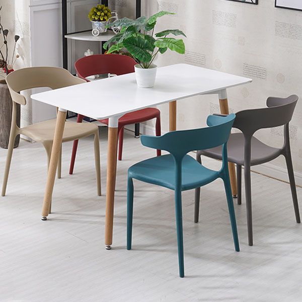 Sillas apilables de estilo moderno, silla con respaldo abierto sin brazos y patas de plástico para cocina
