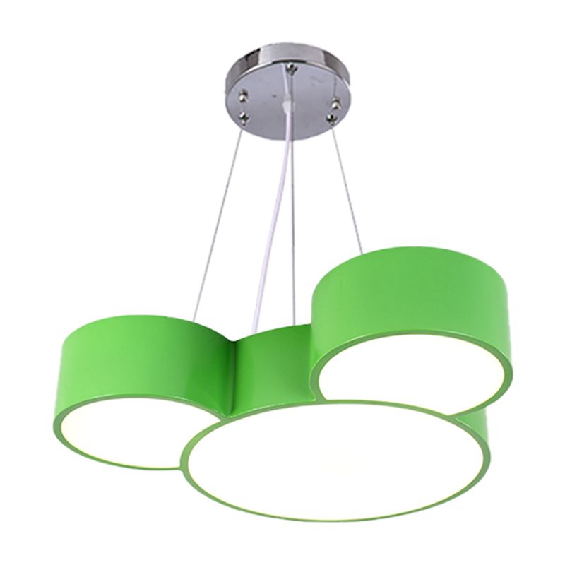 Mouse Head Hanging Chandelier Cartoon Acrylic Sleeping Room LED Suspension Pendant in Yellow/Green/Blue