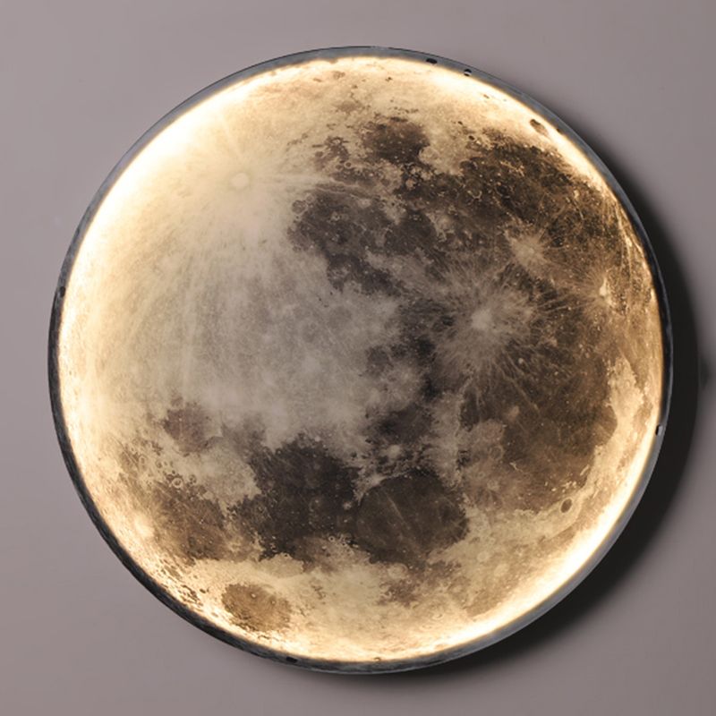 Round Shape Metal Wall Lighting Idea Kids Style 1 Light Wall Light Fixture in Black