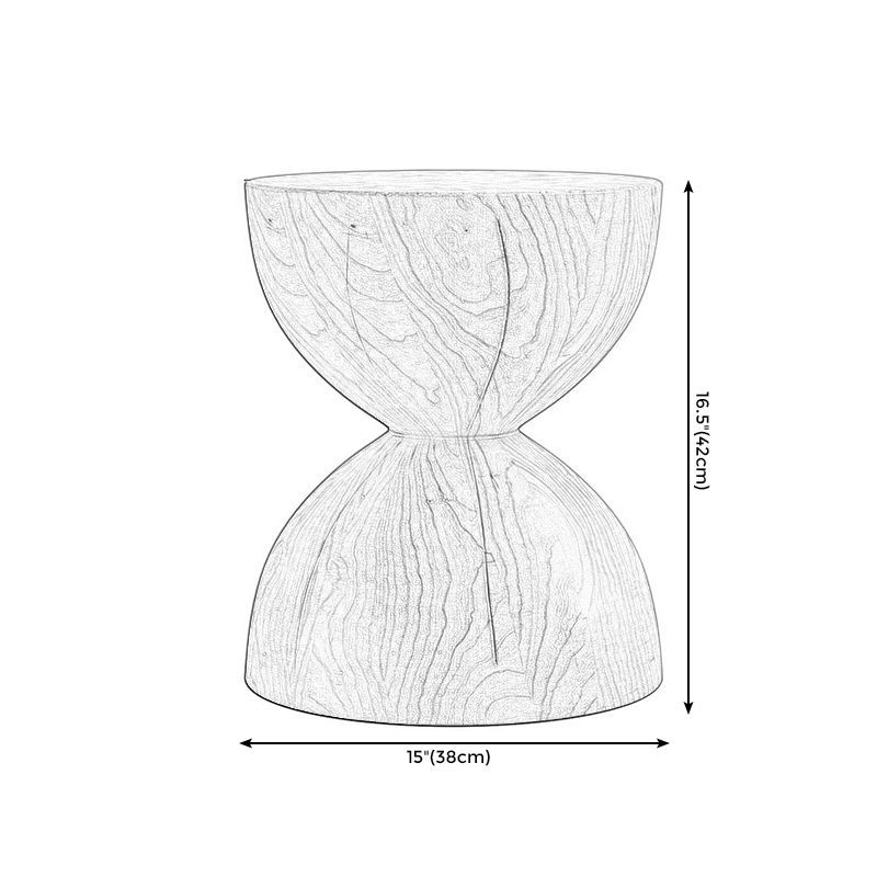 Square Block Base Design Cocktail Table Solid Wood Round Coffee Table