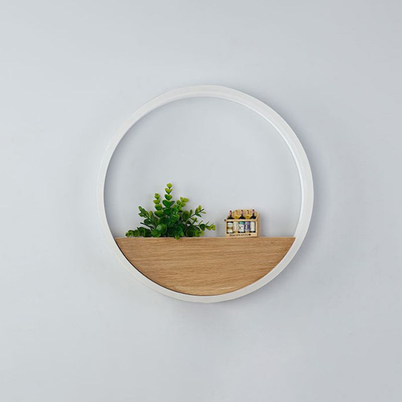 1 Light Round Wall Mounted Lamps Modern Style Wood Wall Sconce (Decoration Not Included)